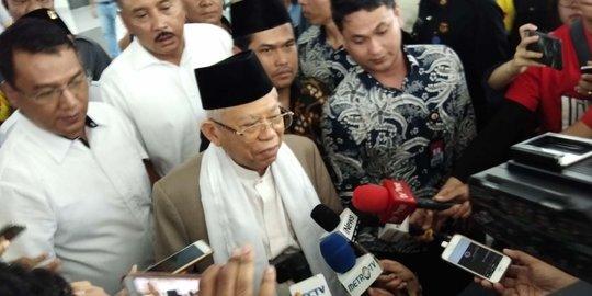 Usai Jenguk, Ma'ruf Amin Ajak Masyarakat Doakan Kesembuhan Ustaz Arifin Ilham