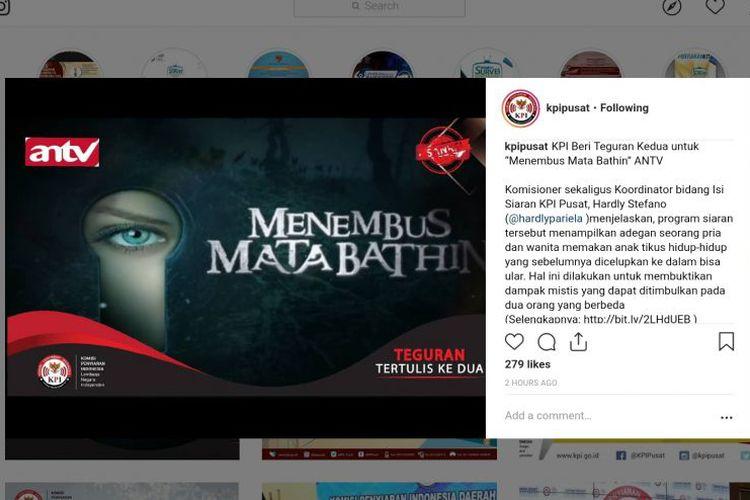 KPI Beri Teguran Kedua untuk 'Menembus Mata Bathin" ANTV