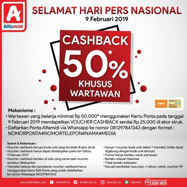 Asyik, Wartawan Bisa Dapat Cashback 50 Persen di Alfamidi