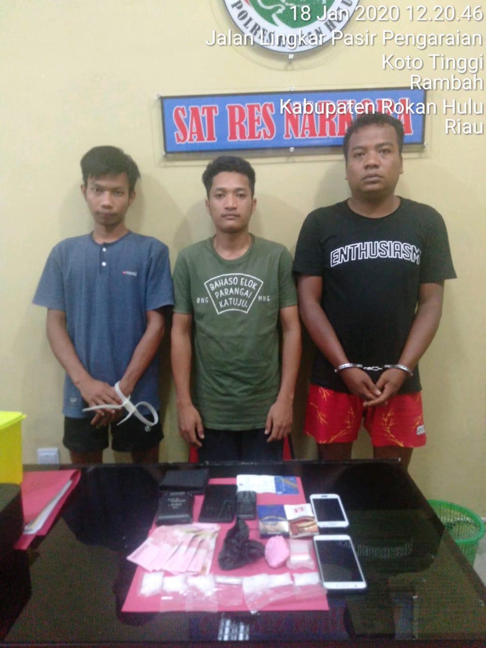 Kapolres Rohul amankan 3 orang pelaku tindak pidana Narkoba.