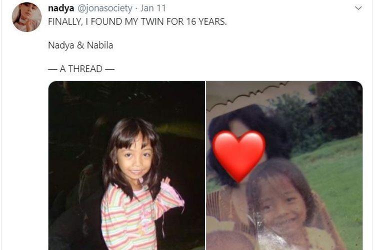 Berkat Media Sosial  Nabila Bisa Bertemu Saudaranya Kembarnya