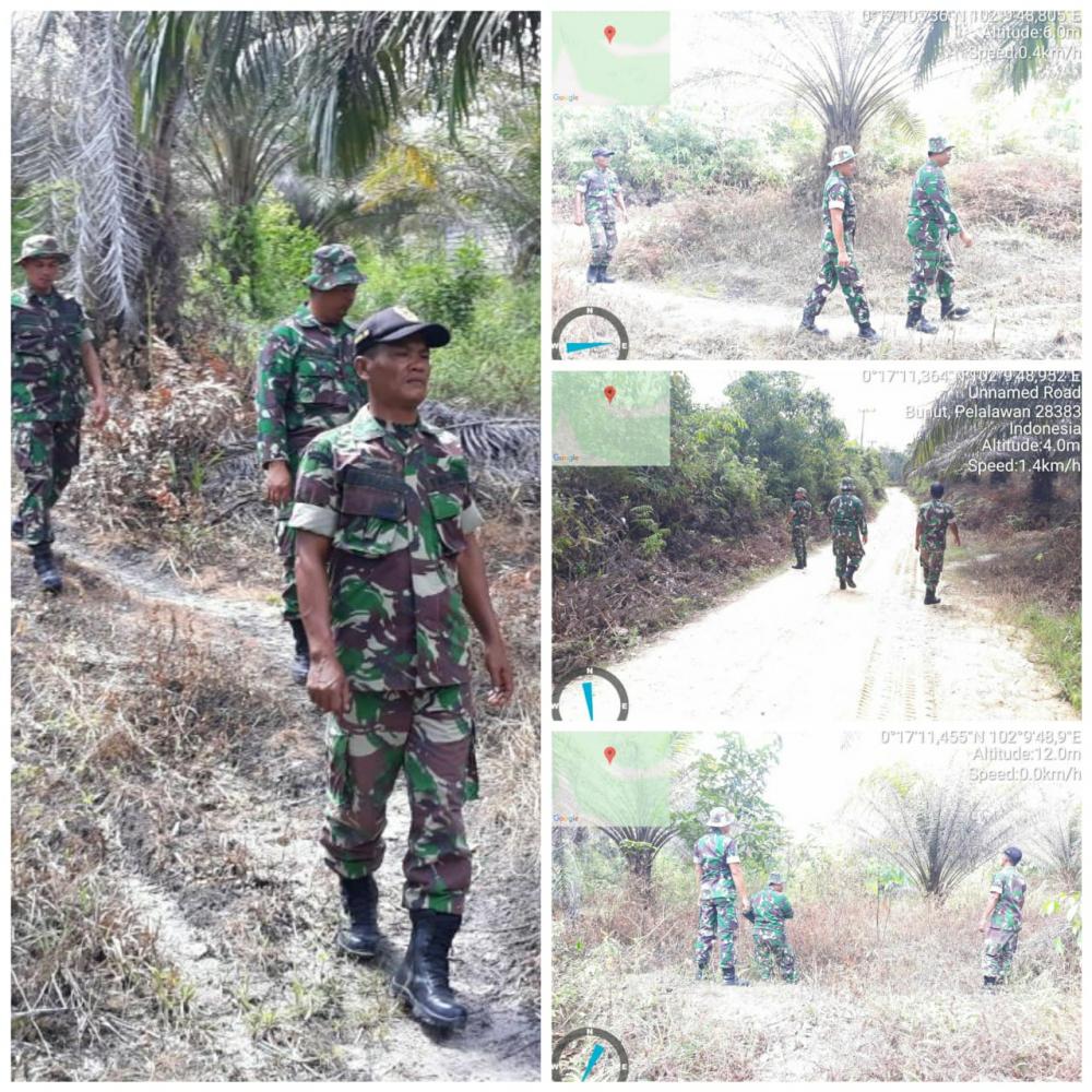 KHAWATIR DENGAN BAHAYA KARLAHUT BABINSA KORAMIL 03 BUNUT KODIM 0313 / KAMPAR LAKSANAKAN PATROLI KARLAHUT DAN SOSIALISASI.