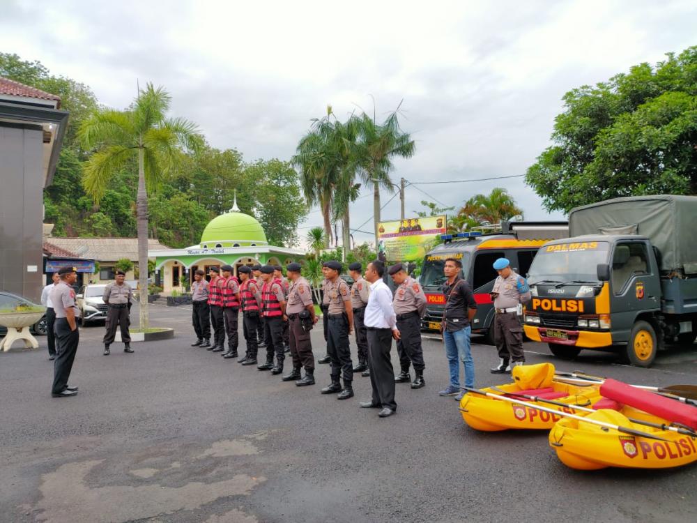 Polres Banjar Laksanakan Apel Kesiapan Penanggulangan Bencana Alam