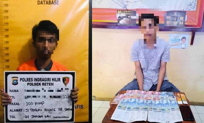 Polsek Reteh dan Polsek Keritang Masing-masing Berhasil Mengamankan Pelaku Tindak Pidana Perjudian