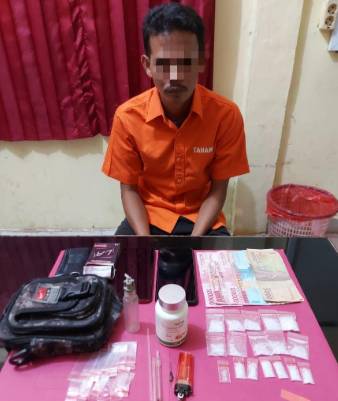 Polsek Tapung Hulu Ringkus Bandar Narkoba dengan 17 Paket Sabu Siap Edar