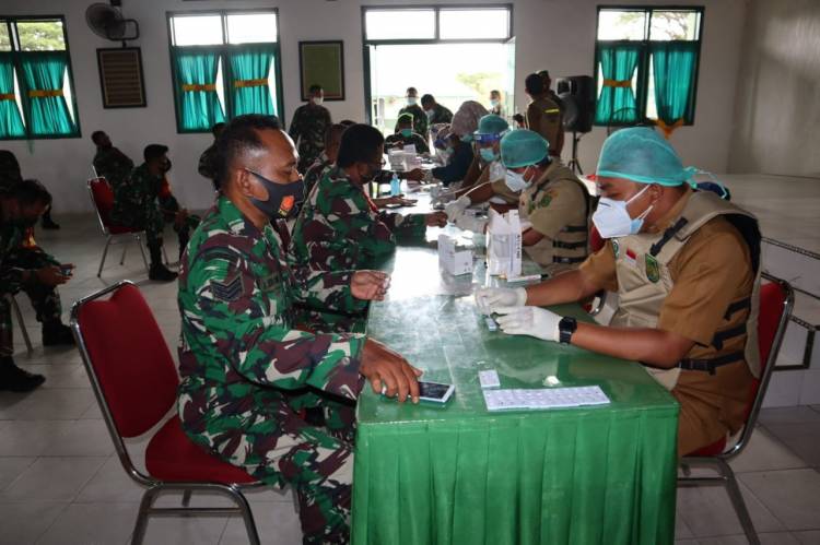 Pastikan Kondisi Prajurit, Kodim 0314/Inhil Laksanakan Rapid Tes kepada Seluruh Jajaran Prajurit