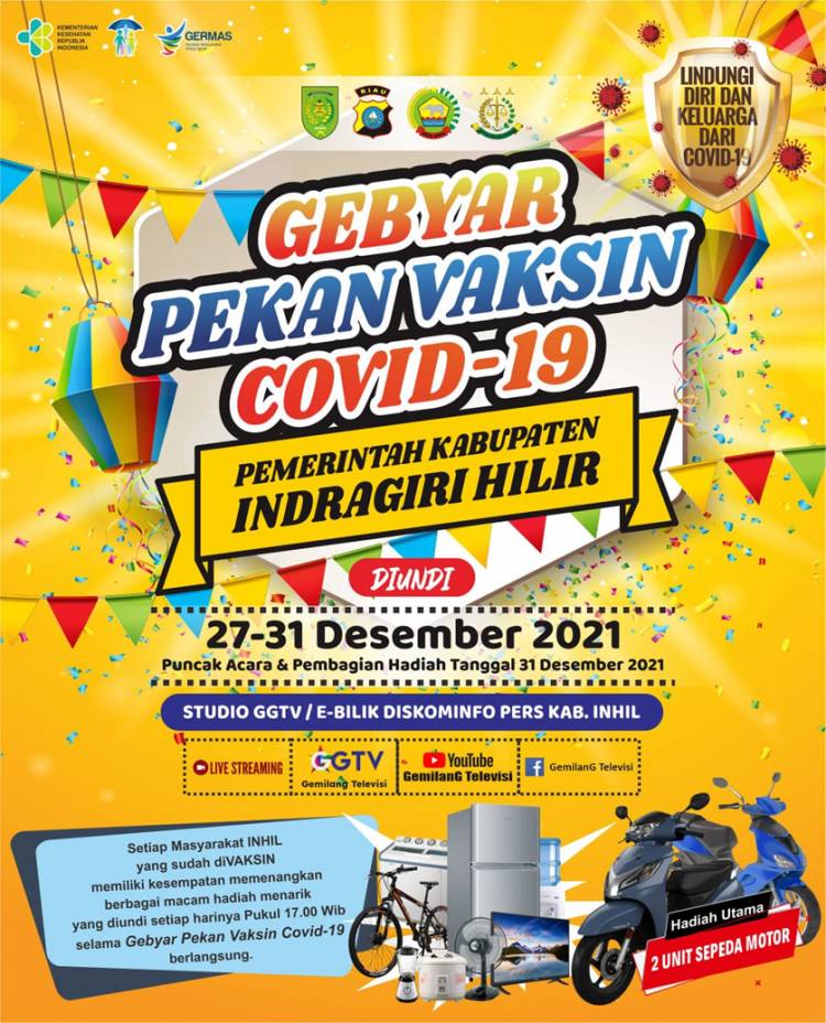 Simak, Apakah Kamu Beruntung Mendapatkan Hadiah Gebyar Pekan Vaksin Covid-19 Inhil 2021