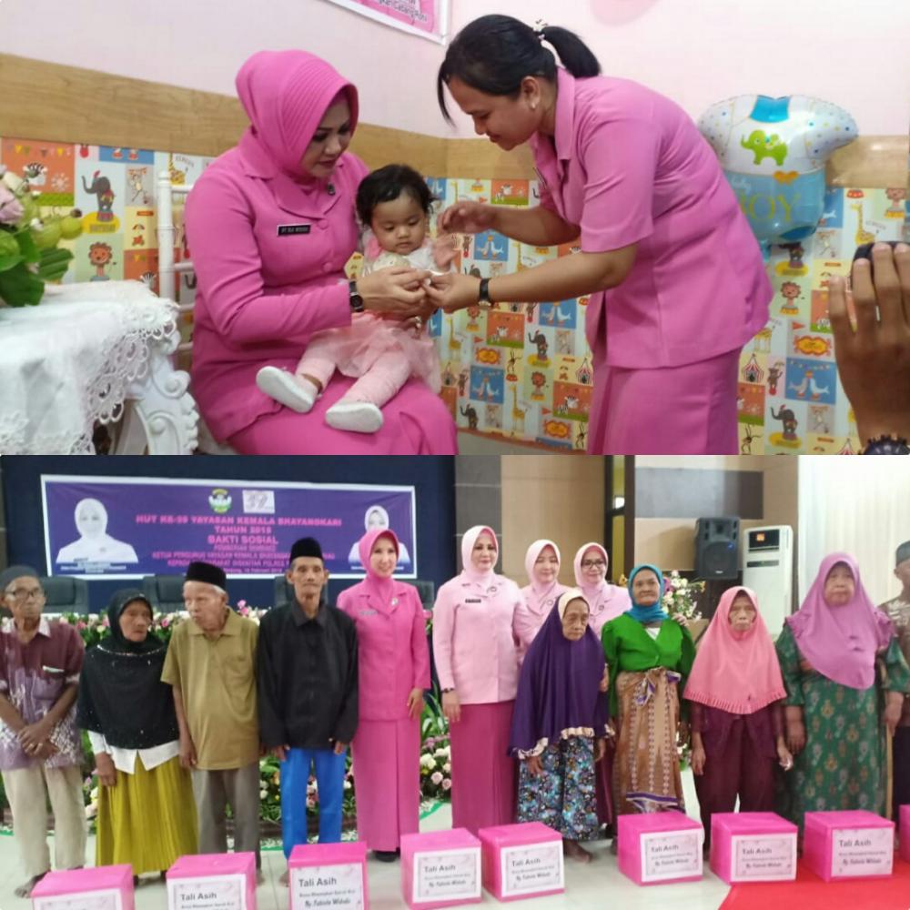 Ketua Bhayangkari "Daerah"Riau ke Rokan Hilir, Resmikan Posyandu Noor 99 dan Lakukan Kegiatan Bakti Sosial 