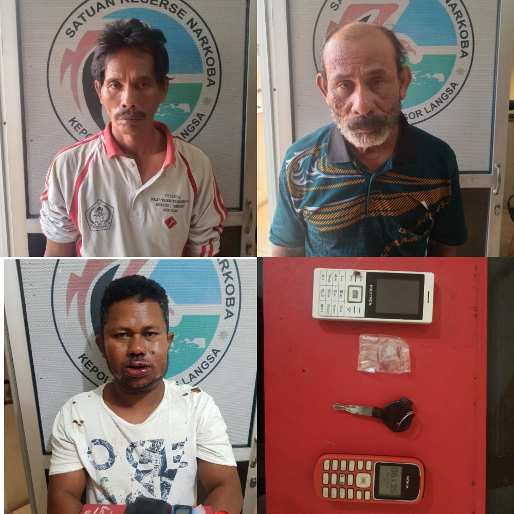 Sat Res Narkoba polres Langsa Ciduk Tiga Pelaku Pemilik Sabu