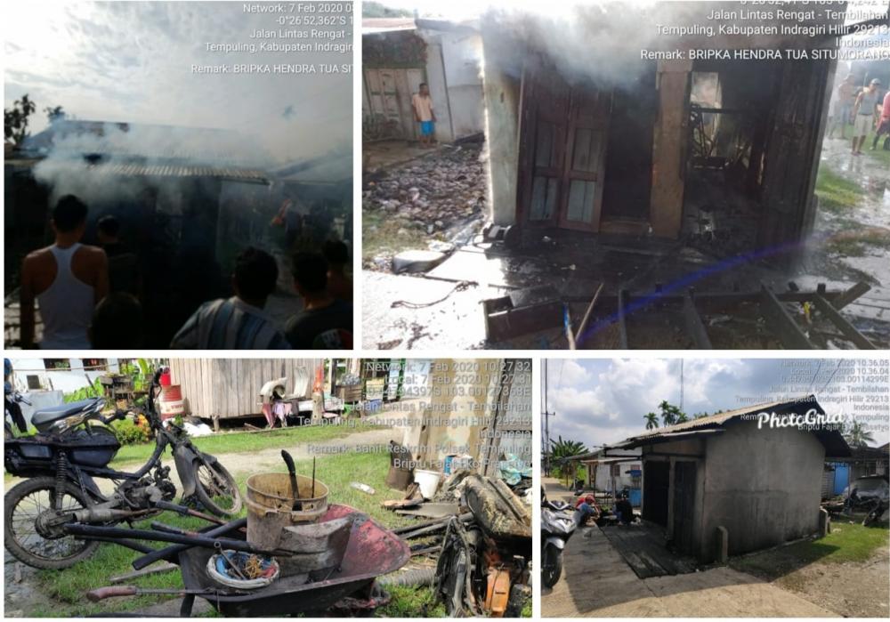 Sijago Merah Hanguskan Bengkel Sepeda Motor Di  Sungai Salak, Inhil
