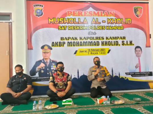 Kapolres Kampar Resmikan Musholla Al-Kholid Satreskrim Polres Kampar