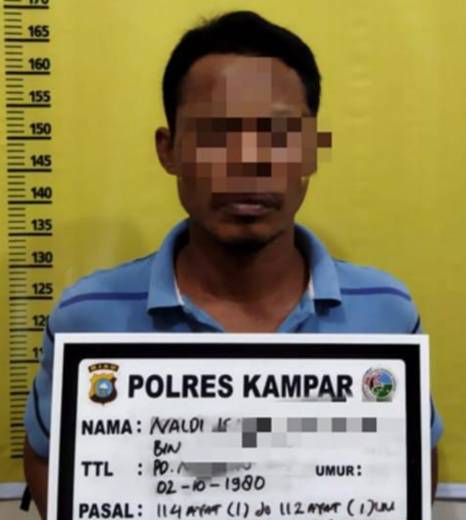 Seorang Pengedar Sabu Ditangkap Resnarkoba Polres Kampar di Wilayah Desa Kampar