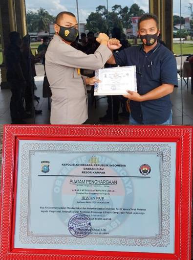 Dalam Rangka Hari Pers Nasional 2021, Kapolres Kampar Berikan Apresiasi Bagi Mitra Pers