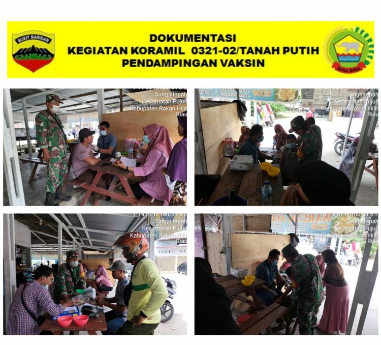 Vaksinasi Dengan Nakes, Babinsa Koramil 02/TP Kembali Berikan Pendampingan