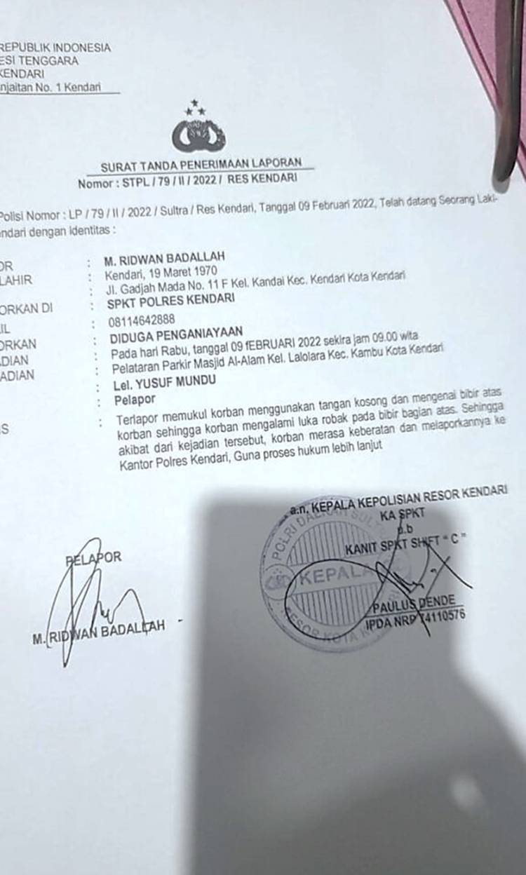 Kadis Bapenda dan Kadis Kominfo Sultra Adu Jotos, Kadis Kominfo Alami Bibir Pecah dan Gigi Patah