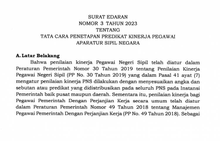 Simak SE MenPANRB tentang Ketentuan Terbaru Tata Cara Penetapan Predikat Kinerja Pegawai ASN