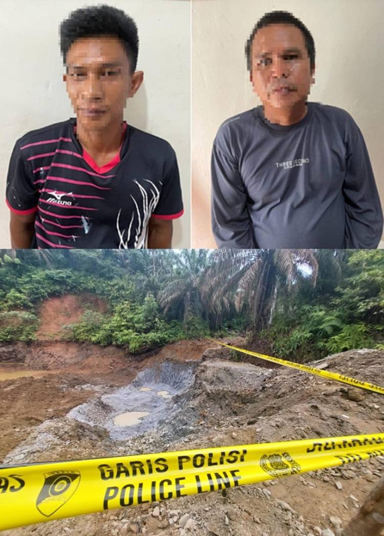 Reskrim Polres Inhil Tangkap Dua Orang Pelaku Aktivitas Pertambangan Ilegal