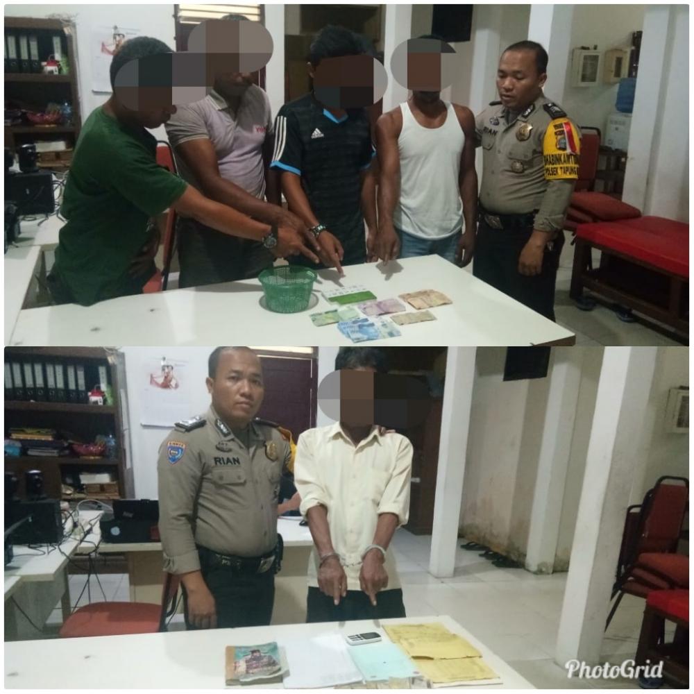 4 Pelaku Judi Domino dan Seorang Penjual Togel Diamankan Polsek Tapung Hilir 