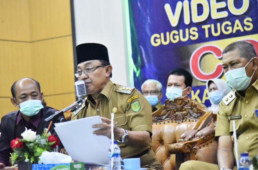 Vid-Con Gubernur dengan Pemkab Inhil, Sampaikan Arahan Menkomaritim RI.