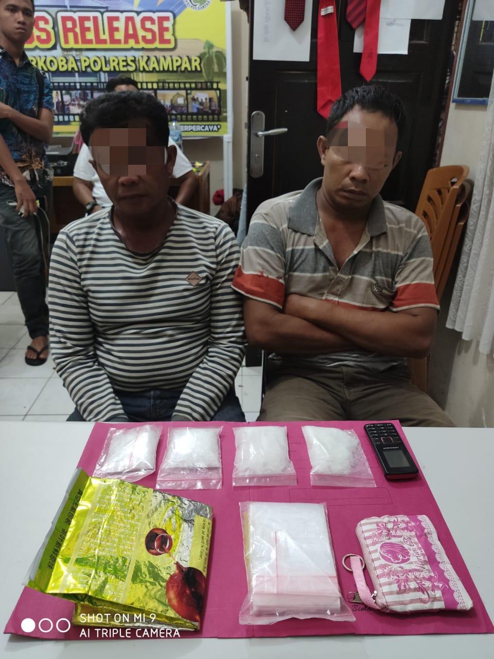 Tim Opsnal SatRes Narkoba Polres Kampar Tangkap 2 Pengedar Shabu dengan BB Seberat 2 Ons Lebih