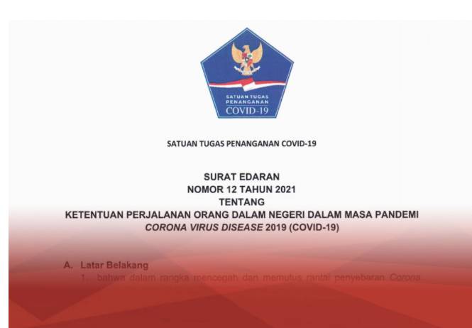 Berlaku Mulai 1 April, Inilah Edaran Terbaru Satgas COVID-19 tentang Perjalanan Dalam Negeri