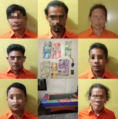 Polsek Tapung Hulu Tangkap 7 Pelaku Judi Ketangkasan Tembak Ikan di Desa Kasikan