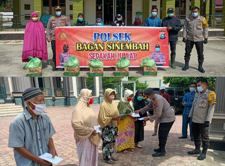 Jumat Barokah, Polsek Bagan Sinembah Beri Bantuan Sembako dan Salurkan Zakat Profesi