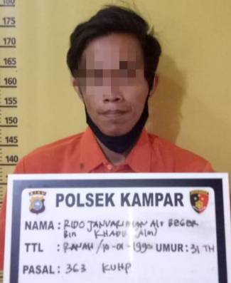 Pelaku Pencurian di Toko Shezan Dunia Anak Desa Ranah Baru Kampar Diringkus Polisi