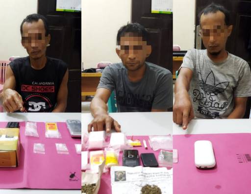 Tunjukan Eksistensinya, Resnarkoba Polres Kampar Kembali Tangkap 3 Pengedar Sabu