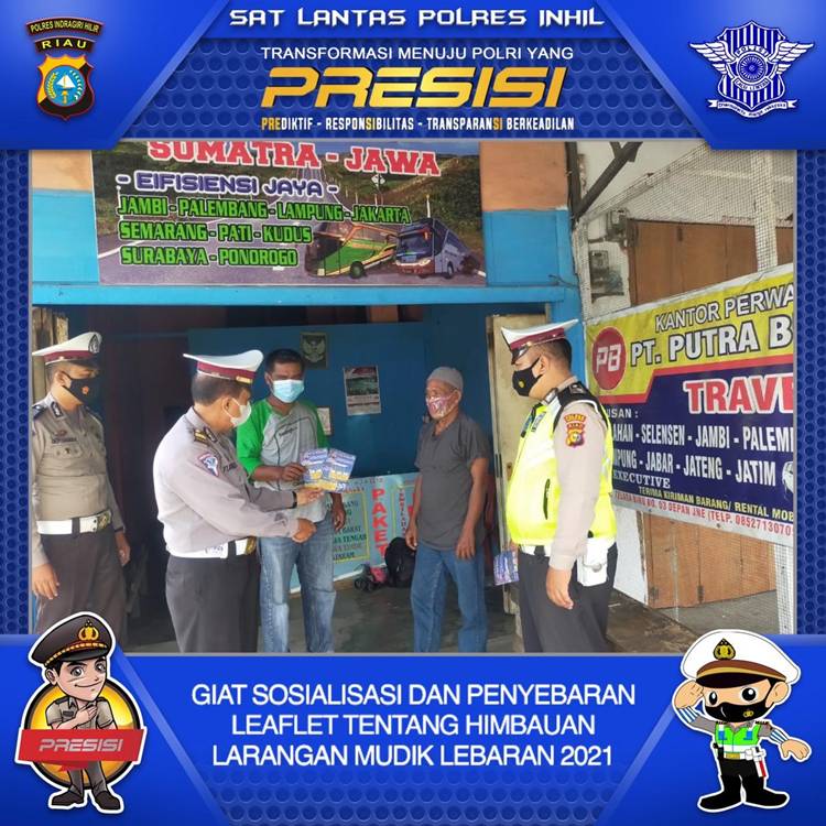 Polres Inhil Sosialisasi Imbauan Larangan Mudik ke PO Angkutan Umum