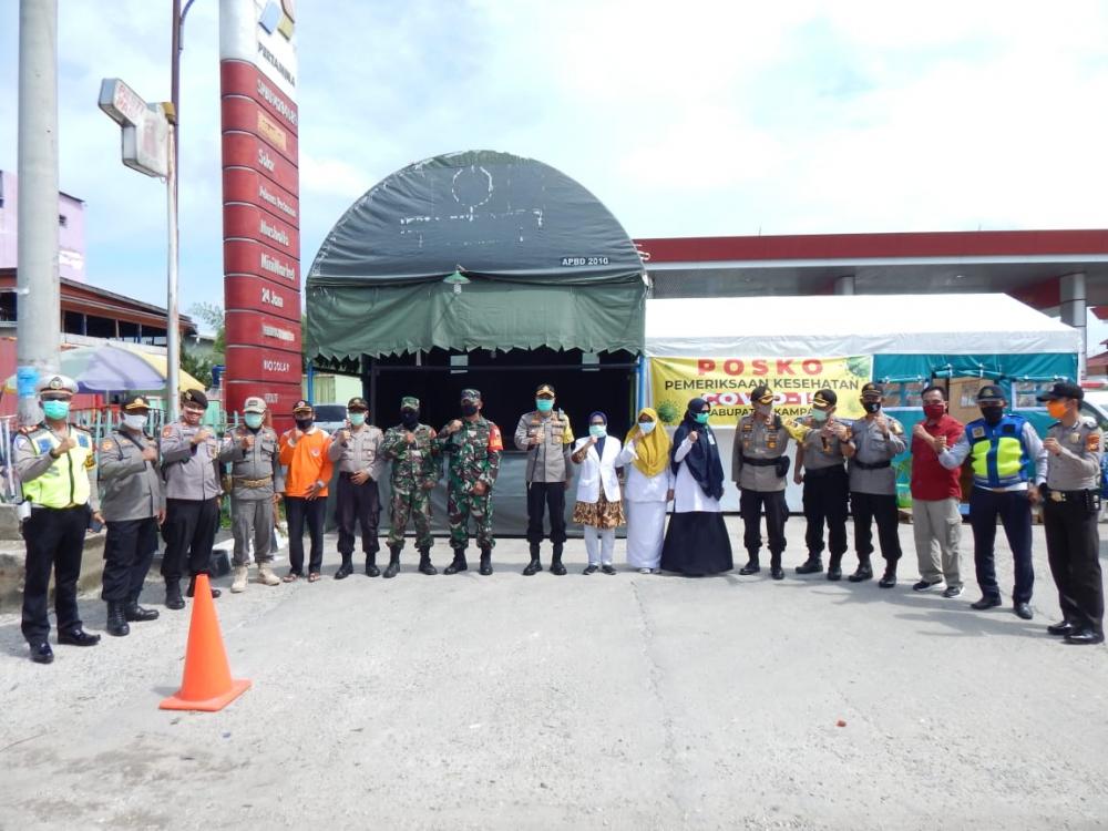 Kapolres Kampar Tinjau Pelaksanaan Pos Check Point Penanggulangan Covid-19