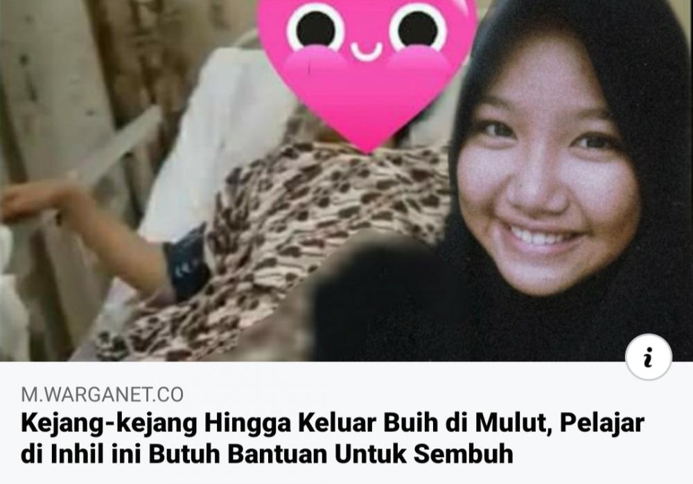 Alma Amalia Azzahra (16) Anak Seoramg Serabutan Butuh Uluran Tangan Untuk Berobat Ke Pekan Baru