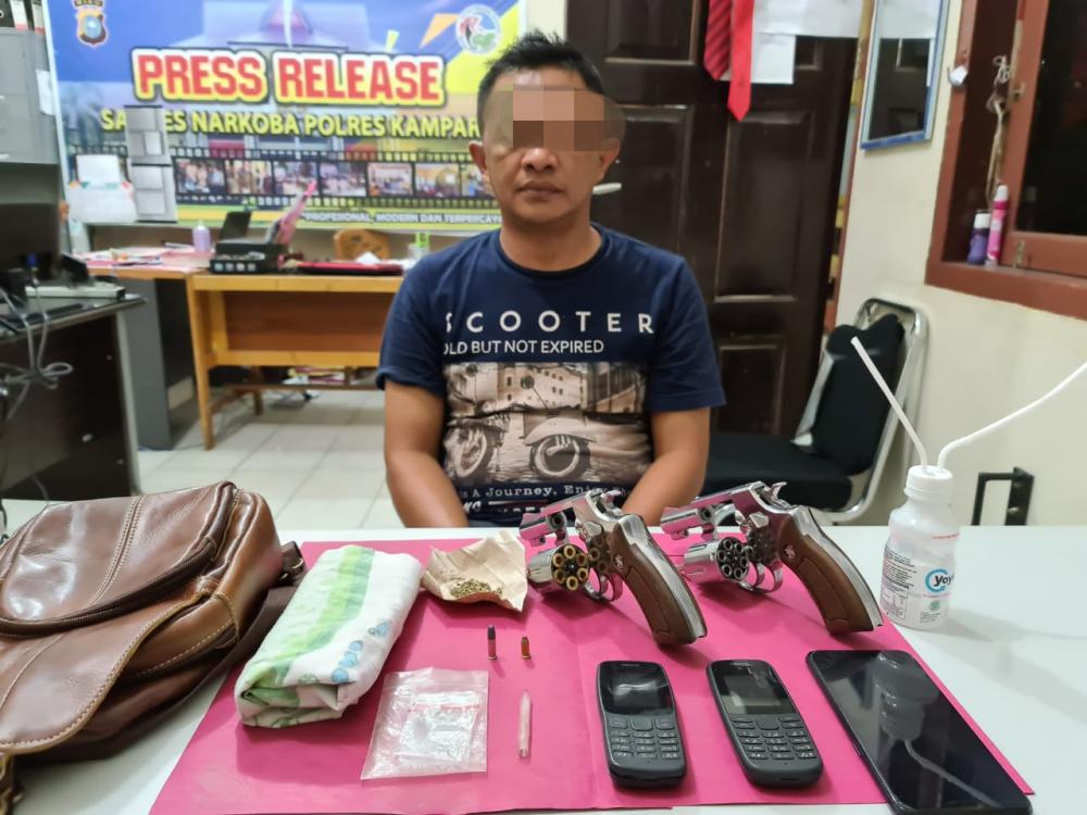 2 Senjata Api Rakitan Diamankan Resnarkoba Polres Kampar dari Seorang Pelaku Narkoba