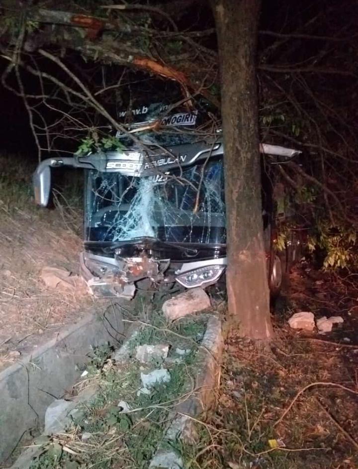 Bus Budiman Jurusan bandung-Wonogiri Tabrak Pohon di Banjar