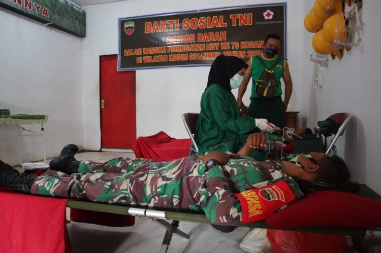 HUT ke 70 Kodam I/Bukit Barisan,  Kodim 0314 Inhil Melaksanakan  Donor Darah