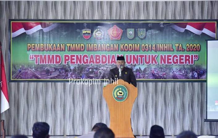 H.Syamsuddin Uti membuka Pelaksanaan TMMD Imbangan Tahun 2020 