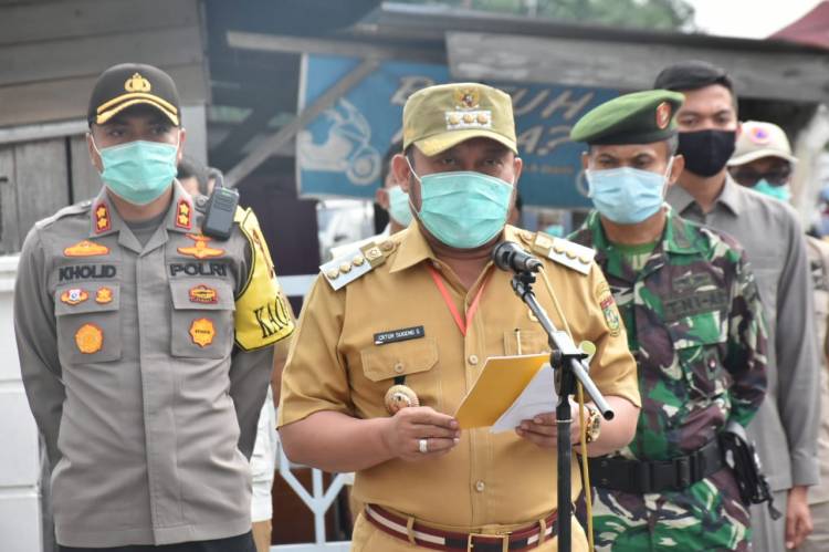 Apel Siaga Kedisiplinan Dalam rangka penerapan tatanan baru 'New Normal" penanggulangan Covid-19 Pasar se-Kabupaten Kampar
