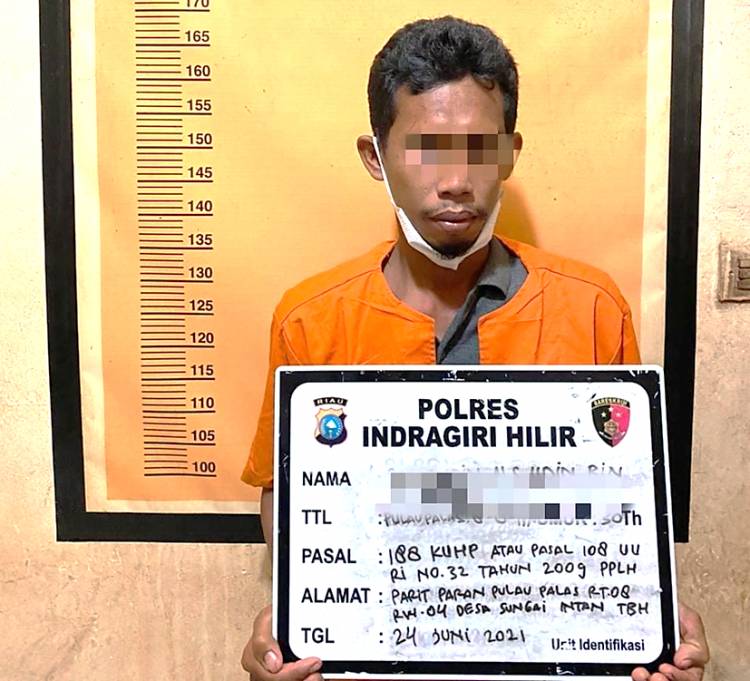 Polres Inhil Tangkap Seorang Pelaku Pembakaran Lahan di Desa Sungai Intan