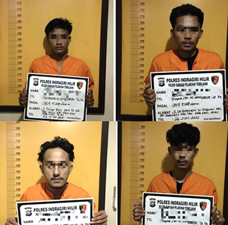 Empat Orang Pelaku Curat Berhasil Diamankan Polres Inhil Melalui KSKP Tembilahan 