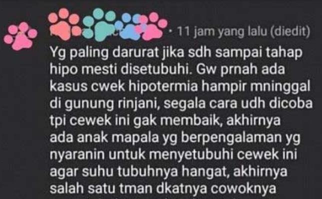 VIRAL! Kisah Perempuan Pendaki Gunung Disetubuhi Agar Tidak Hipotermia, Ini Tanggapan Pihak Terkait... 