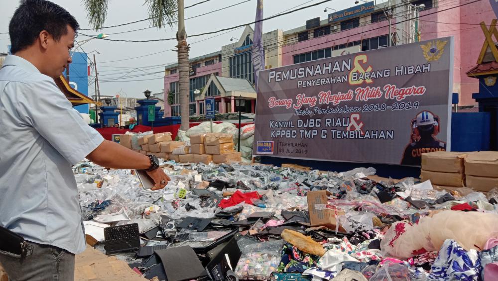 Bea Cukai Tembilahan, Musnahkan Barang Tangkapan Senilai Rp 13 Miliar 