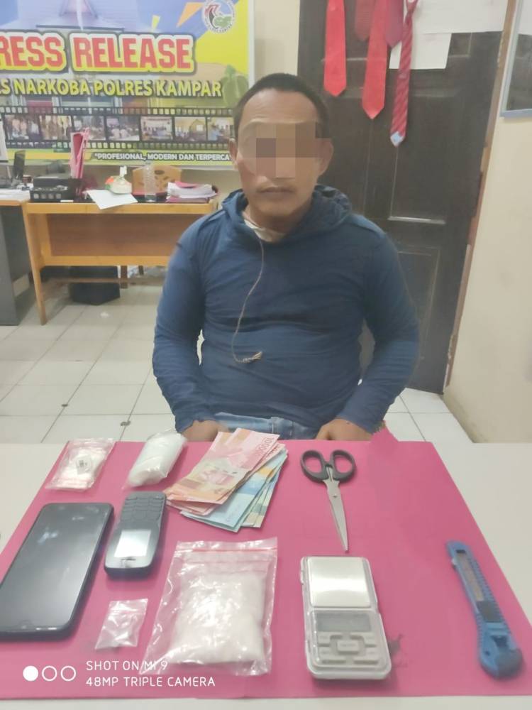 Resnarkoba Polres Kampar ringkus Seorang Residivis Bandar Shabu di Perhentian Raja