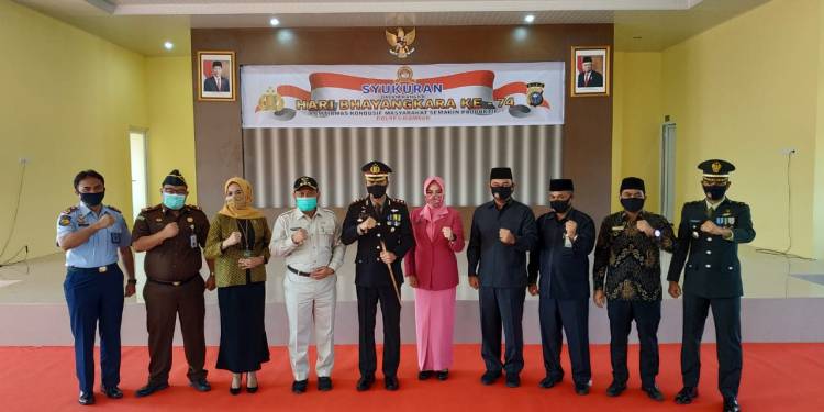 Bupati dan Forkopimda Hadiri Acara Syukuran Hari Bhayangkara ke-74 di Polres Kampar