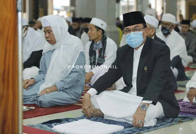 Bupati Inhil HM Wardan Sholat Idul Adha  di Masjid Agung Al-Huda Tembilahan