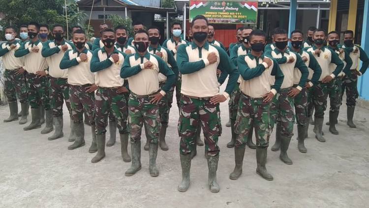 Sinergi Antara TNI Polri Satgas TMMD Ke 111 Kodim 0314/Inhil Ucapkan Hut Bhayangkara Ke 75