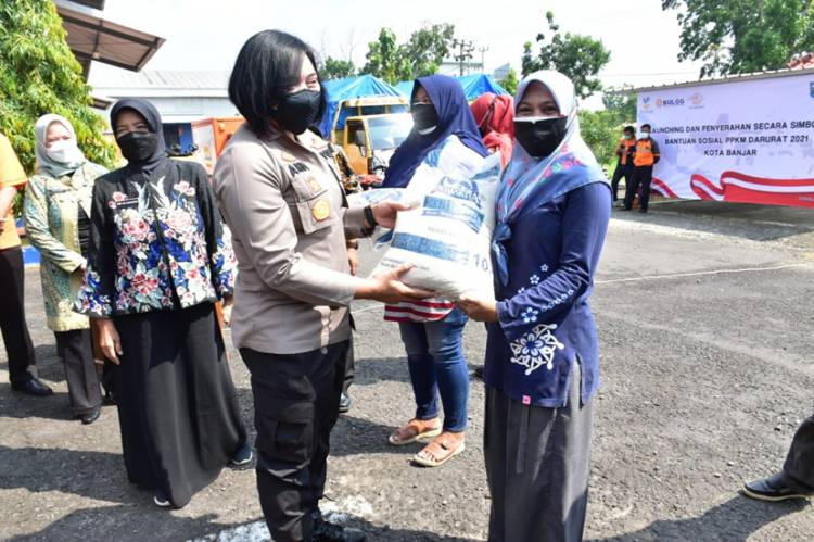 Bersama Walikota, Kapolres Banjar Hadiri Launching Penyaluran Bantuan Beras PPKM Darurat Tahun 2021