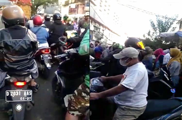 Sehari Jelang Idul Adha 1443 H, Terjadi Kemacetan Parah di Depan Pasar Sederhana Bandung