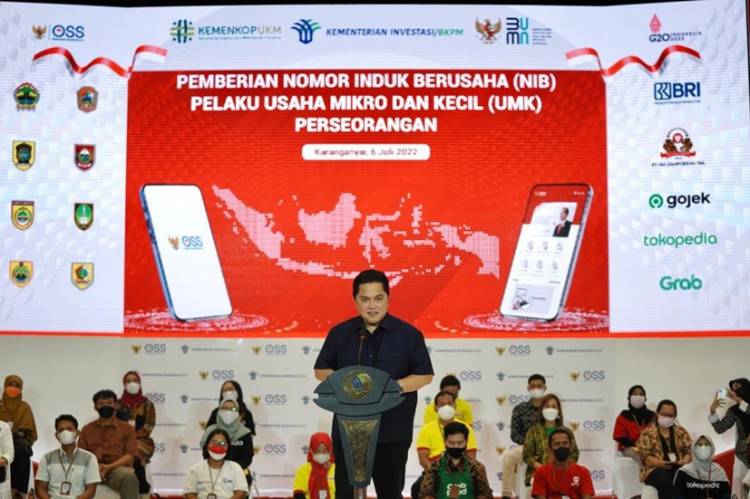 Dorong Kemajuan UMK, Erick Thohir Bagikan NIB ke 550 Pelaku UMK 