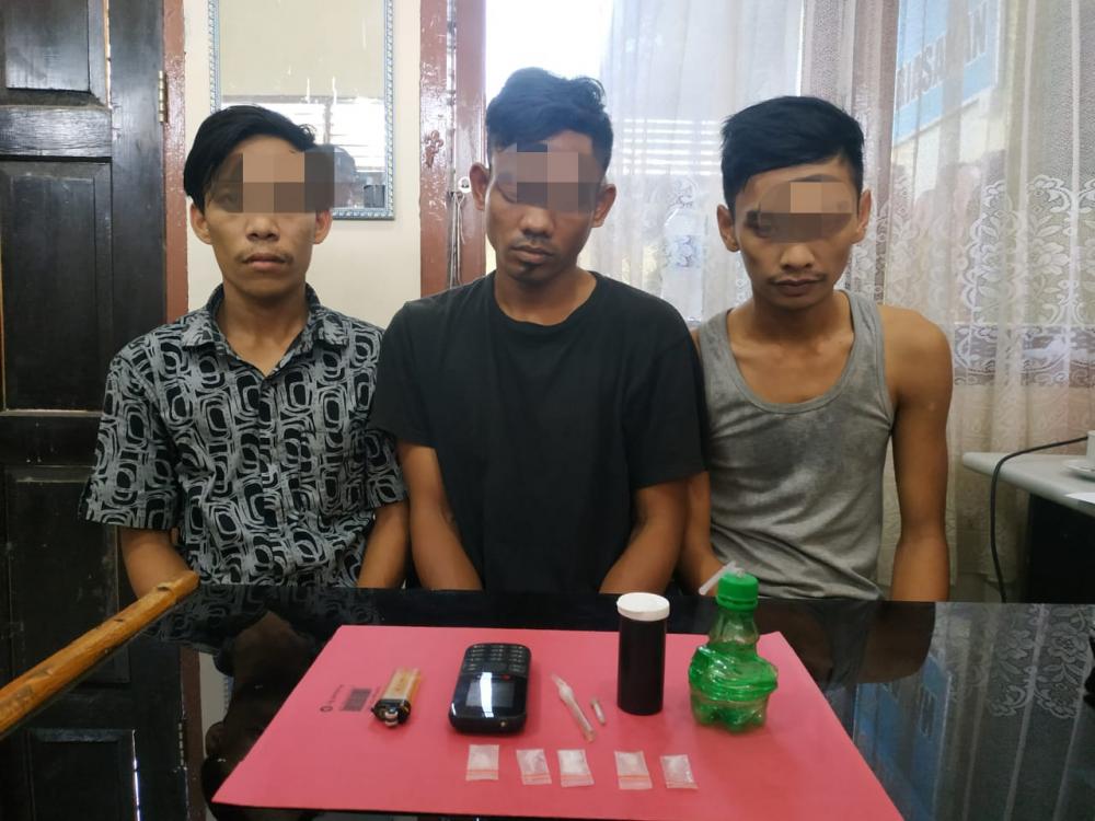 3 Terduga Pengedar Shabu Diringkus Resnarkoba Polres Kampar di Kecamatan Tambang