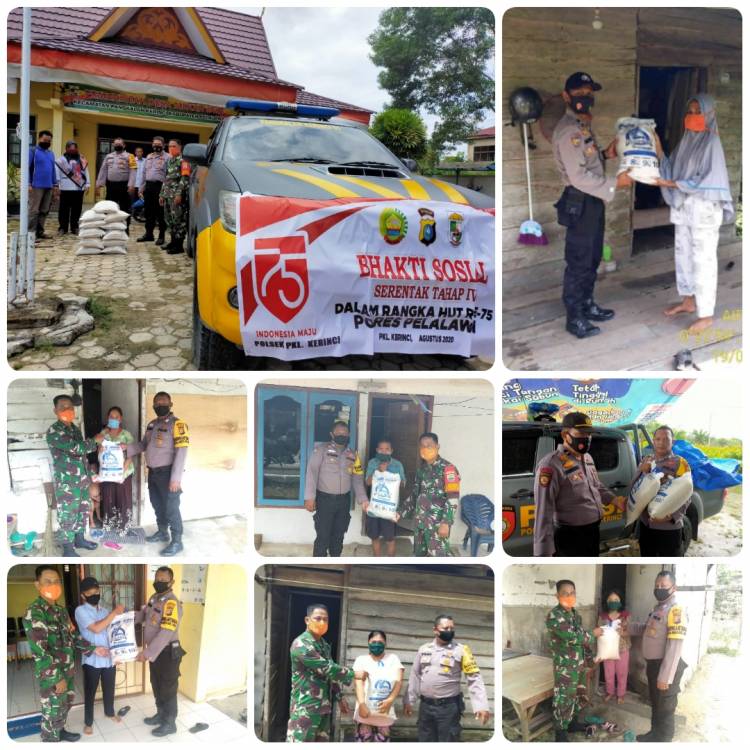 Dalam Rangka HUT RI ke - 75, Polsek Pangkalan Kerinci Lakukan Bhakti Sosial di Wilayah Hukumnya